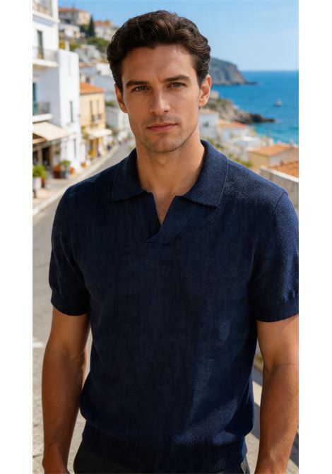 Polo in maglia Tagliatore blu in lino e cotone TAGLIATORE | Polo | KEITH GSE26-02598